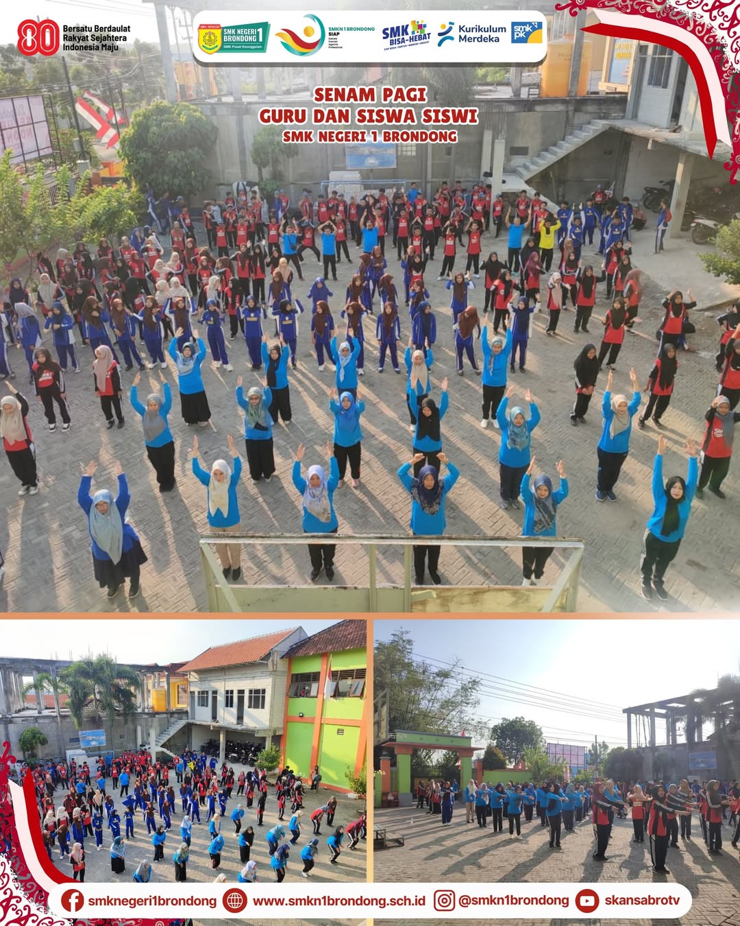Senam Pagi Guru dan Siswa SMK Negeri 1 Brondong: Tingkatkan Kebugaran dan Semangat Belajar