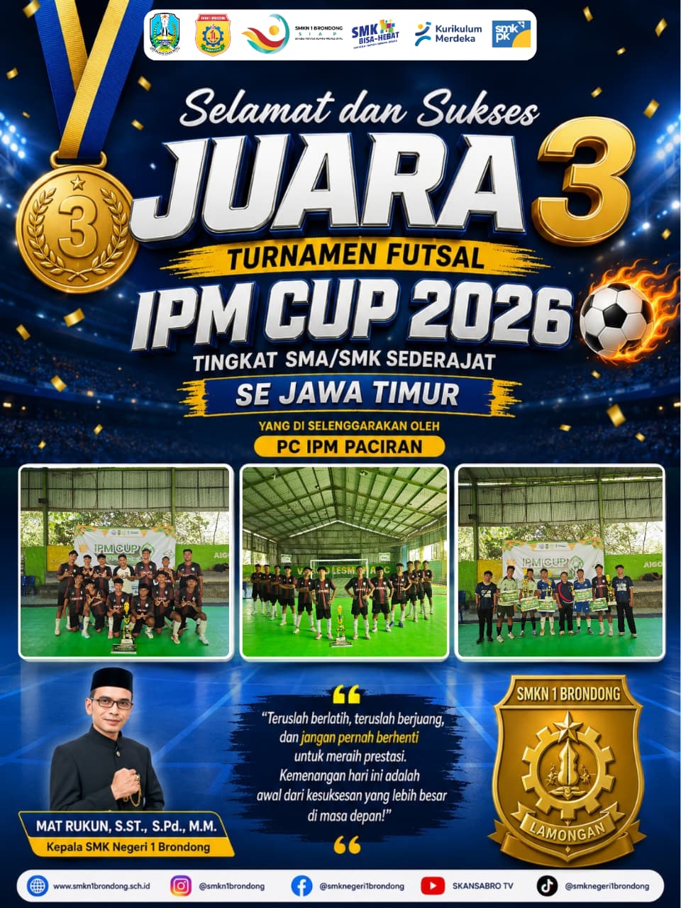 TIM FUTSAL SKANSABRO JUARA III - Tiga - Tournament FUTSAL BALL TINGKAT JAWA TIMUR PC IPM PACIRAN 